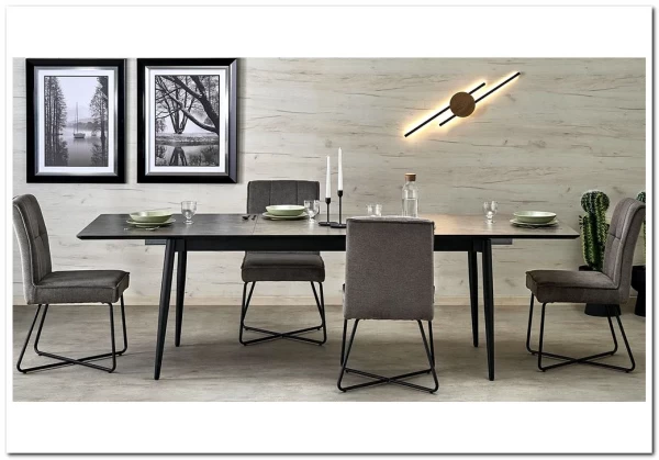 Стол обеденный Halmar CHARLES 180 раскладной (серый мрамор/черный) заказать по цене 73 029 руб. в Ростове на Дону в интернет магазине