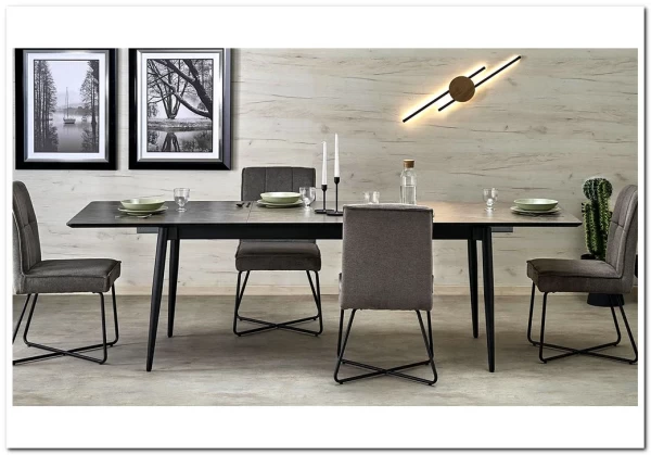 Стол обеденный Halmar CHARLES 180 раскладной (серый мрамор/черный) заказать по цене 74 489 руб. в Ростове на Дону в интернет магазине