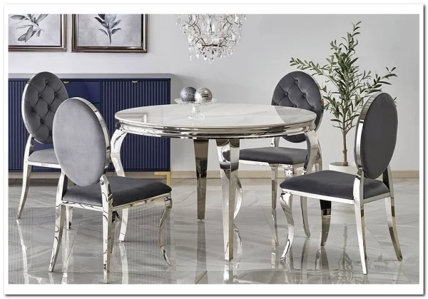 Стол обеденный Halmar REGINALD 120 (белый мрамор/серебряный) заказать по цене 60 018 руб. в Ростове на Дону в интернет магазине