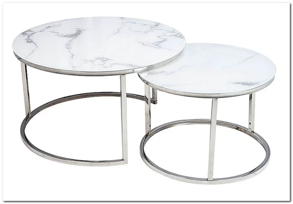 Комплект Signal ATLANTA B, 2 стола журнальных (эффект белого мрамора/хром) заказать по цене 30 330 руб. в Ростове на Дону в интернет магазине
