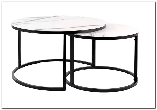 Комплект Signal ATLANTA C, 2 стола журнальных (эффект белого мрамора/черный мат) заказать по цене 28 333 руб. в Ростове на Дону в интернет магазине
