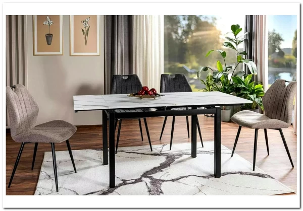 Стол обеденный Signal GD017 110 раскладной (белый мрамор/черный мат) заказать по цене 30 122 руб. в Ростове на Дону в интернет магазине