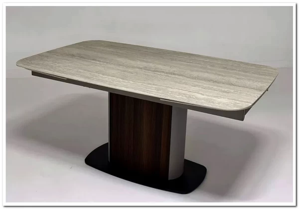 Стол DAGFINN 160 IVORY TRAVERTINE SOLID CERAMIC / Кофе / Орех, ®DISAUR заказать по цене 95 600 руб. в Ростове на Дону в интернет магазине