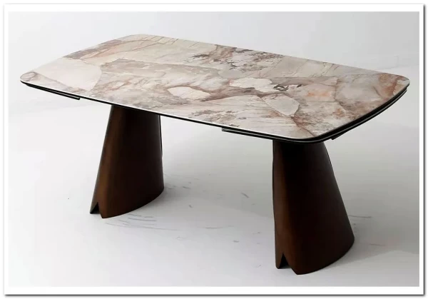 Стол IMBERT 180 GLOSS PATAGONIA, керамика на стекле/ брашированный каркас, цвет медный, ®DISAUR заказать по цене 153 300 руб. в Ростове на Дону в интернет магазине