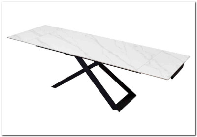 Стол LIVORNO 180 MATT WHITE MARBLE SOLID CERAMIC / BLACK