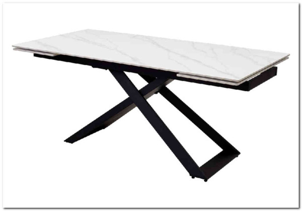 Стол LIVORNO 180 MATT WHITE MARBLE SOLID CERAMIC / BLACK заказать по цене 88 950 руб. в Ростове на Дону в интернет магазине