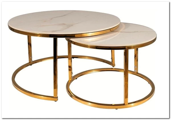Комплект Signal PORTAFINO A, 2 стола журнальных (белый/золотой) заказать по цене 33 551 руб. в Ростове на Дону в интернет магазине