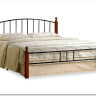 Купить Кровать AT-915 дерево гевея/металл 160*200 (Queen bed), красный дуб/черный с доставкой по России по цене производителя можно в магазине Другая Мебель в Ростове на Дону