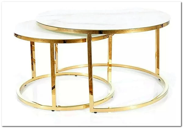 Комплект Signal MUSE, 2 стола журнальных эффект белого мрамора/золотой заказать по цене 63 068 руб. в Ростове на Дону в интернет магазине