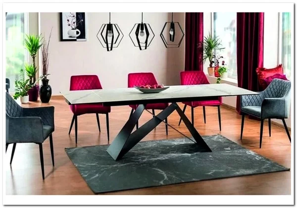 Стол обеденный Signal WESTIN III Ceramic 180 раскладной (белый мрамор/черный мат) заказать по цене 166 809 руб. в Ростове на Дону в интернет магазине