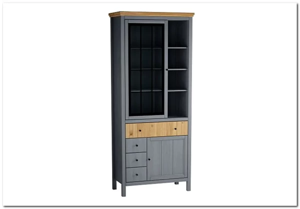 Шкаф Сканди для посуды 1113СТЧ стеклянная и глухая двери серый 7046/антик заказать по цене 45 332 руб. в Ростове на Дону в интернет магазине