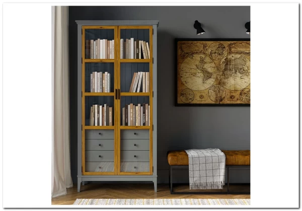 Шкаф для книг Квадро-С 220/04 из массива сосны заказать по цене 81 690 руб. в Ростове на Дону в интернет магазине