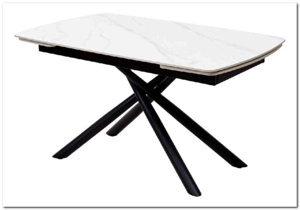 Стол RIVOLI 140 MATT WHITE MARBLE SOLID CERAMIC / BLACK заказать по цене 74 900 руб. в Ростове на Дону в интернет магазине
