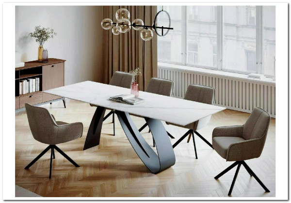 Стол обеденный Signal DIUNA Ceramic 160 раскладной (Statuario Venato белый/черный мат) заказать по цене 156 634 руб. в Ростове на Дону в интернет магазине