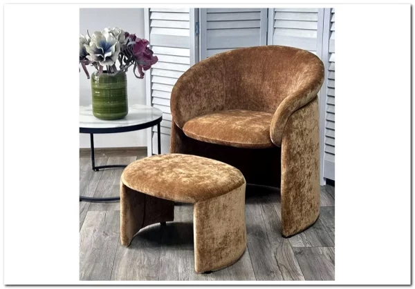 Кресло+оттоманка HUG AT5139-13 Коричневый, ткань/каркас металл в обивке AT5139-13 ®DISAUR заказать по цене 25 500 руб. в Ростове на Дону в интернет магазине