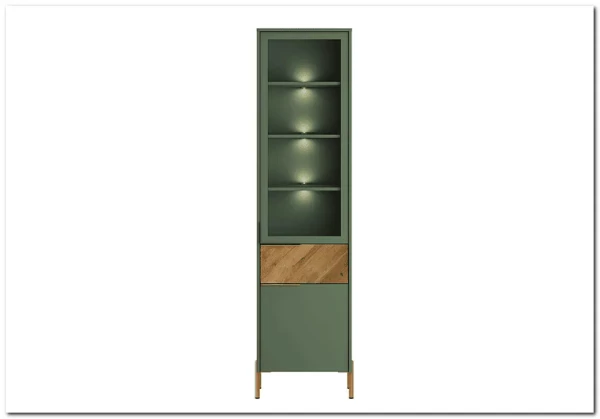 Витрина Siena REG1W1D1S дымчатый зеленый/дуб вотан BRW заказать по цене 28 950 руб. в Ростове на Дону в интернет магазине