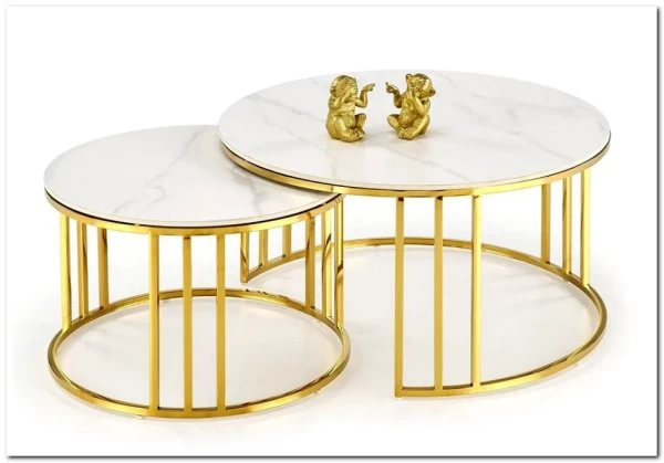 Комплект Halmar MERCURY 3, 2 стола журнальных (белый мрамор/золотой) заказать по цене 57 327 руб. в Ростове на Дону в интернет магазине