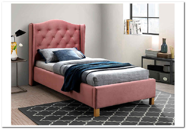 Кровать Signal ASPEN VELVET BLUVEL 52 (античный розовый/дуб) 90/200 заказать по цене 52 214 руб. в Ростове на Дону в интернет магазине