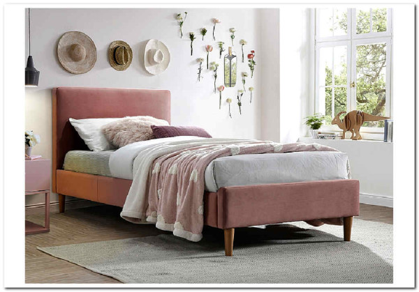 Кровать Signal ACOMA VELVET BLUVEL 52 (античный розовый/дуб) 90/200 заказать по цене 35 086 руб. в Ростове на Дону в интернет магазине