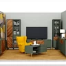 Витрина Siena REG1W1D дымчатый зеленый/дуб вотан BRW заказать по цене 43 630 руб. в Ростове на Дону в интернет магазине