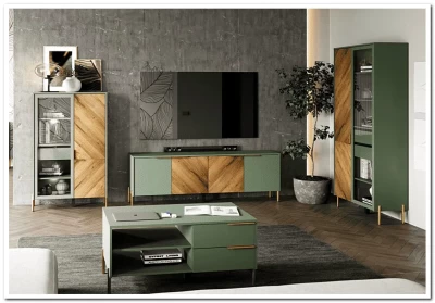 Витрина Siena REG1W1D/140 дымчатый зеленый/дуб вотан BRW
