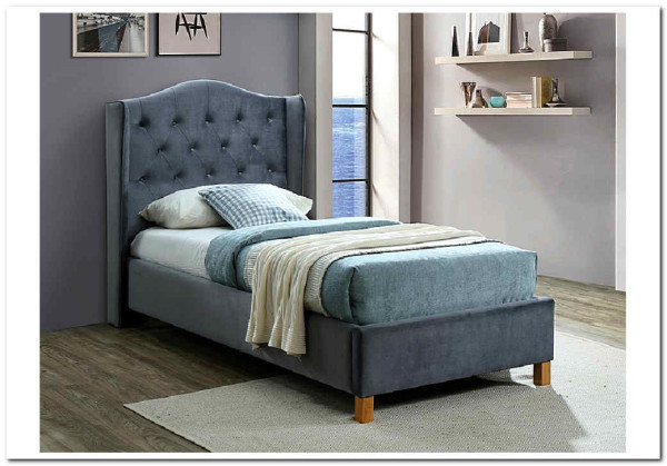 Кровать Signal ASPEN VELVET BLUVEL 14 (серый/дуб) 90/200 заказать по цене 52 214 руб. в Ростове на Дону в интернет магазине