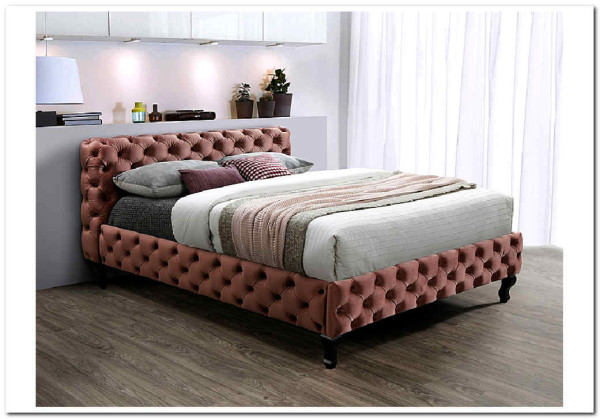 Кровать SIGNAL HERRERA VELVET 160, античный розовый / венге тк. BL52 заказать по цене 85 268 руб. в Ростове на Дону в интернет магазине