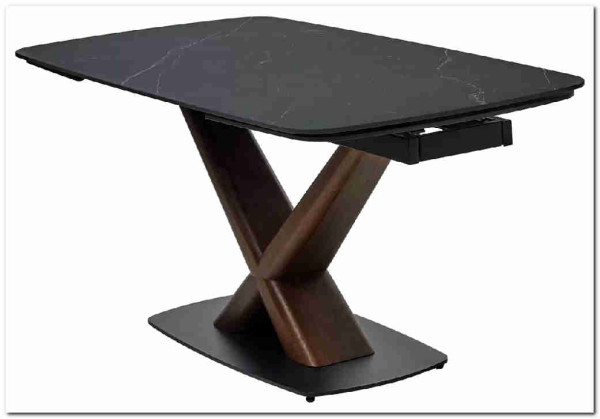 Стол BLANCO 160 MATT BLACK MARBLE SOLID CERAMIC / Орех, DISAUR заказать по цене 102 000 руб. в Ростове на Дону в интернет магазине