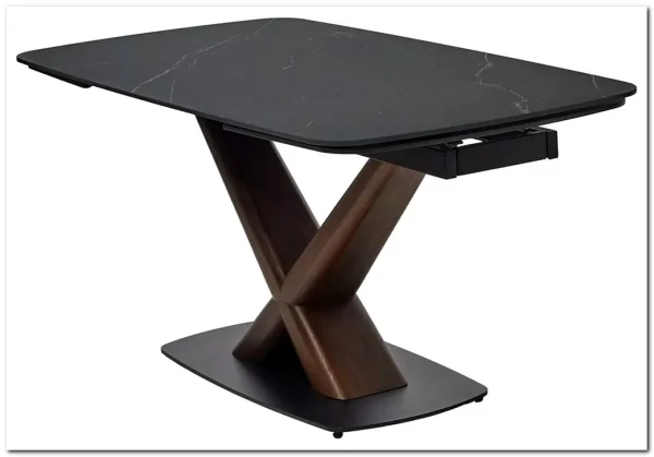 Стол BLANCO 160 MATT BLACK MARBLE SOLID CERAMIC / Орех, DISAUR заказать по цене 106 800 руб. в Ростове на Дону в интернет магазине