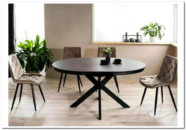 Стол обеденный Signal PORTO Ceramic 120 раскладной (темно-серый мрамор/черный мат) заказать по цене 135 701 руб. в Ростове на Дону в интернет магазине