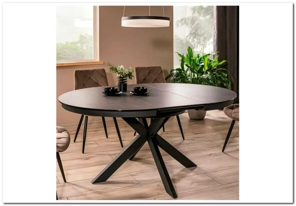 Стол обеденный Signal PORTO Ceramic 120 раскладной (темно-серый мрамор/черный мат) заказать по цене 135 701 руб. в Ростове на Дону в интернет магазине