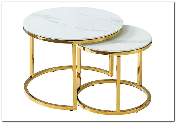 Комплект Signal MUSE II, 2 стола журнальных (эффект белого мрамора/золотой) заказать по цене 43 584 руб. в Ростове на Дону в интернет магазине