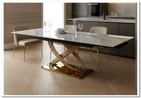 Стол обеденный Signal HERMES II 160 (эффект белого мрамора/золотой) заказать по цене 132 348 руб. в Ростове на Дону в интернет магазине