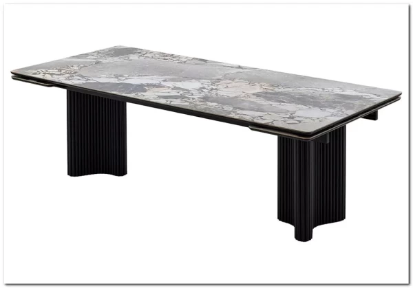Стол АДАЖИО 240 (320) см MINERAL STONE NATURAL, керамика / Черный каркас заказать по цене 123 150 руб. в Ростове на Дону в интернет магазине