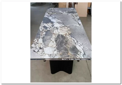 Стол АДАЖИО 240 (320) см MINERAL STONE NATURAL, керамика / Черный каркас
