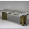 Стол АДАЖИО-2 240 (320) см ARCTIC OCEAN, керамика / Золотой каркас заказать по цене 123 150 руб. в Ростове на Дону в интернет магазине